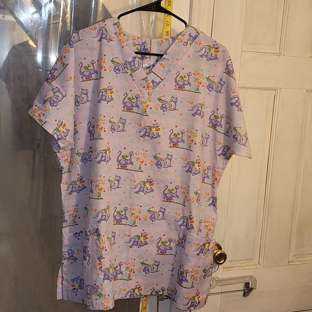 Elsie of Miami,lavender pink Dino, 2 lg pockets,Tapered back string belt.